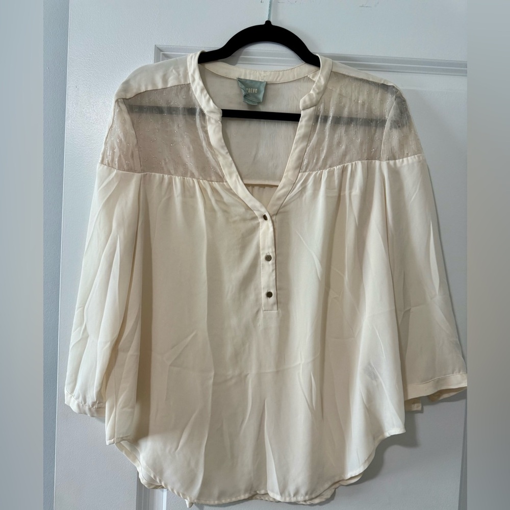Maeve Cream Blouse with lace cut out